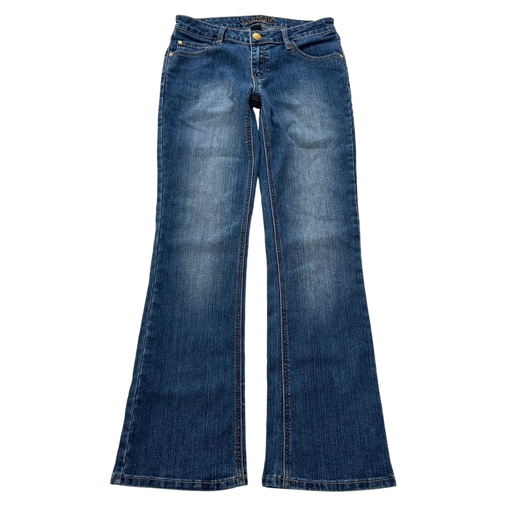 Southpole Lowrise Bootcut Flare Jeans 2000s Embellished Blue Denim Size 28x31